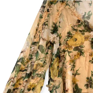 Anthropologie O.P.T | L| Rhea Top Floral Long Sleeves Sheer Chiffon Blouse Ruff thumbnail 3