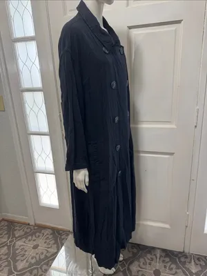 Free People Sweet Melody Trench Coat Black Lightweight Slouchy Linen Blend S-M thumbnail 10