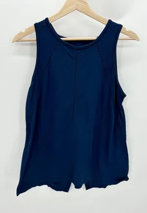 Athleta Foothill Crew Neck Split Back‎ Blue Tank Top Women's Size Small S thumbnail 1
