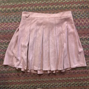 PINK SUEDE PLEATED MINI SKIRT Size L thumbnail 3