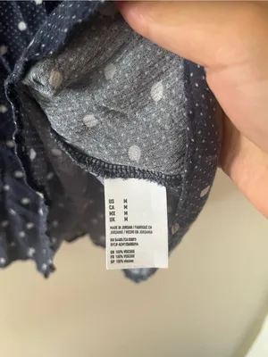 American Eagle Navy Blue Polka Dot Mini Dress Medium Lace Up Long Sleeve Coastal thumbnail 6