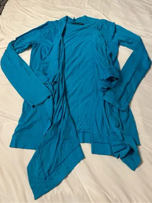 Velvet by Graham & Spencer Turquoise Open-Front Long Sleeve Cardigan -NWT - Sz M thumbnail 3