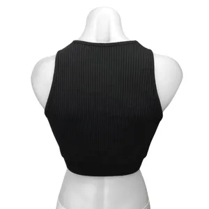 Zara Black Ribbed Knit High Neck Sleeveless Cropped Sweater Vest Top Size M thumbnail 2