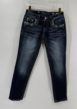 MISS ME Signature Skinny‎ Crop Colorful Jewel Embellished Jeans Size 25 thumbnail 1