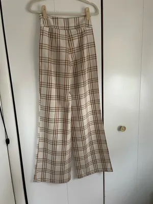 Boohoo Cream tan plaid suit set thumbnail 11