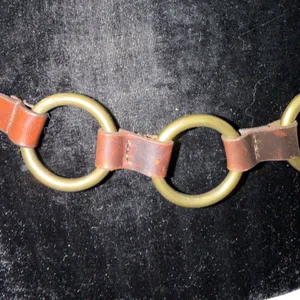 Casual Corner Brown Leather Brass Circle Buckle Western Boho Bohemian Belt Small thumbnail 7