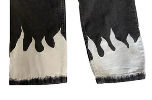 Custom Black jeans with hand painted white flames 🔥 Size 32 thumbnail 3