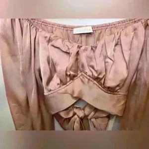 O.Vianca Women’s Long Sleeves Ruched Wrap Cropped‎ Top Size M thumbnail 3