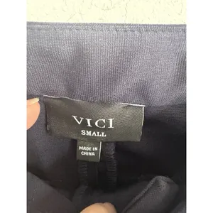 Vici Navy Blue Flat Front Flare Leg Pants Womens S Office Careerwear Classic thumbnail 4