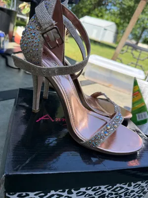 Anne Michelle Rhinestone Strappy High Heel Sandals in Rose Gold thumbnail 1