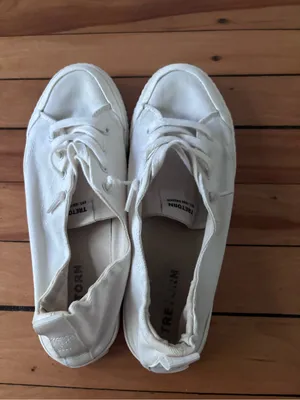 Tretorn White Canvas Sneakers Women’s Size 8 | Slip-On Lace-Up Casual Shoes thumbnail 4