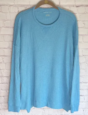 American Eagle Outfitters Blue Textured Lightweight Sweater Woman's Size‎ Large thumbnail 1
