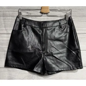 NEW FATE Biker Black FAUX LEATHER Shorts Size MEDIUM thumbnail 1