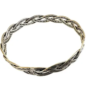 Silver tone braided bangle bracelet thumbnail 8