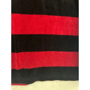 Lauren Ralph Lauren Red Black‎ Striped Velour Quarter Zip Pullover Sweater XL thumbnail 3