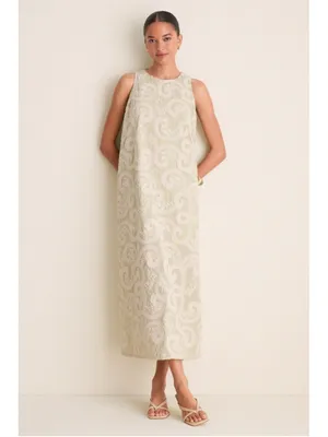 Tuckernuck Celadon Scroll Embroidered Bows Portia Dress Date Night Resort Beach thumbnail 3