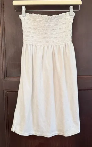 JUICY COUTURE U2K Vintage Smocked Velour Terry Cloth Strapless Dress | Medium thumbnail 1