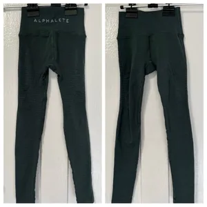 Alphalete green ribbed halo workout activewear’s leggings xs thumbnail 2