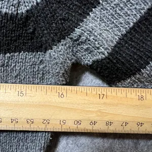 Alyn Paige Black Gray Striped‎ Knit Sweater Dress 3/4 Sleeve Scoop Neck Size S thumbnail 2