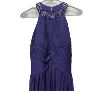 Alex Evenings Purple Beaded Sleeveless‎ Chiffon Halter Gown Size 8 Shawl thumbnail 5