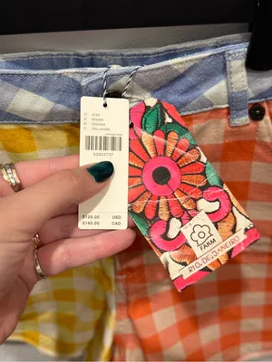 NWT FARM Rio x Anthropologie Gingham Patchwork Shorts L thumbnail 5