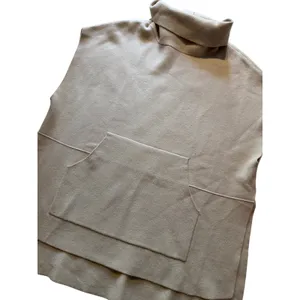 Kerisma Oversized Sweater Vest Cream Angora Blend Mock Neck Pocket S/M thumbnail 6