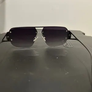 Sojos Black Aviator-Inspired Rimless Sunglasses thumbnail 9