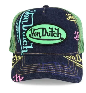 Von Dutch Green Mesh Trucker Cap with Blue Top thumbnail 1