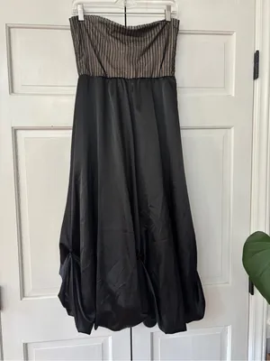 Japanese Weekend San Francisco Maternity‎ Black Strapless Satin Dress Size Small thumbnail 8