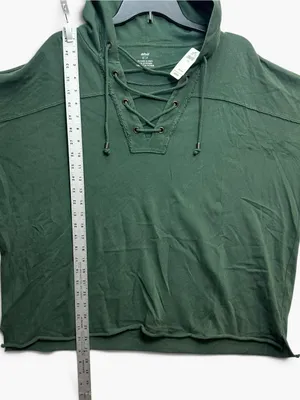 Aerie Green Lace-Up Oversized Hoodie Sweatshirt Size Small NWT thumbnail 7