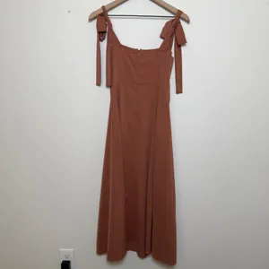 Cider Women Corset Midi Dress XS Brown Tie Shoulder‎ Ruched Sweetheart Feminine thumbnail 6