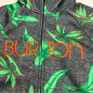 BURTON WB Peak Hoodie Dry-ride Dark Ash Hawaiian‎ Full Zip Hooded Jacket Size XS thumbnail 2