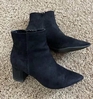 Black Suede Booties Size 8 thumbnail 3