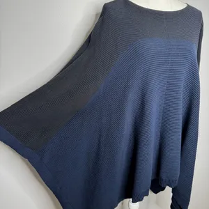 Lululemon It All Lines Up Poncho Sweater OS Navy Black Ribbed Knit Travel‎ Cozy thumbnail 6