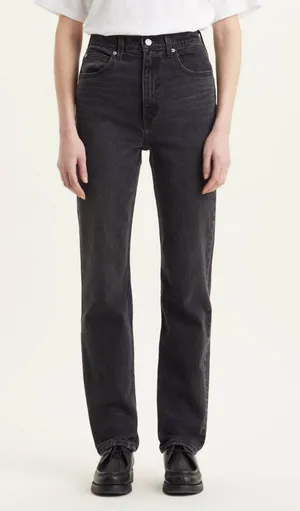 Levi's 70s High Slim Straight Jeans‎ Womens 26 Black Washed Stretch Denim Heavy thumbnail 1