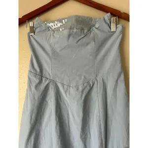 Anthropologie Light Blue Grey Strapless Midi Dress Size 8 thumbnail 9