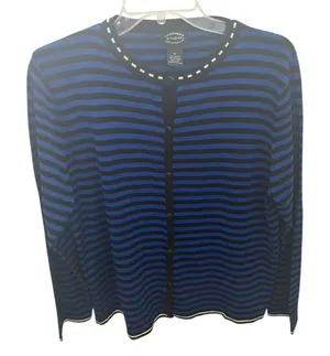Designers studio Women's Striped Cardigan Sweater Multicolor‎ Size M Long Sleeve thumbnail 1