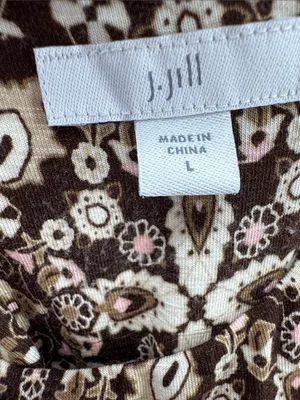 J. Jill Brown Cream Floral-Print Maxi Dress cross back casual boho layering L thumbnail 11