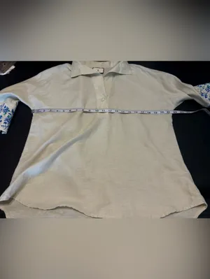 Tuckernuck Tan Floral Cuff Cotton Linen Willow Blouse size XS thumbnail 11