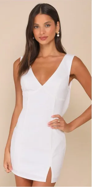 Lulu's Perfection Bound White Sleeveless Cowl Back Mini Dress thumbnail 1