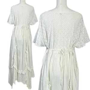 Free People Ethereal Bohemian Cottage Bring The Romance Maxi Dress White Medium thumbnail 8
