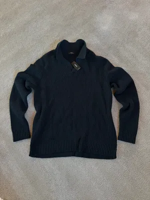 Express Black Waffle Knit Collared Sweater Size L NWT thumbnail 2