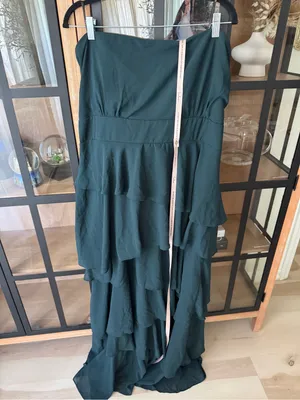 NWT Lulu’s Gorgeous Essence Emerald Strapless Tiered Maxi Dress plus bridesmaid thumbnail 7