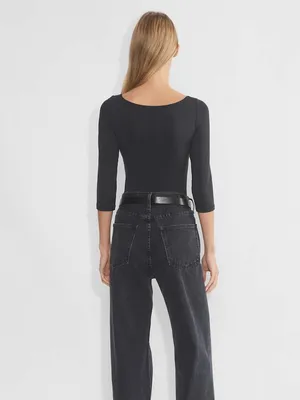Aritzia Contour Ohara Bodysuit Black Boat Neck Size Small thumbnail 3