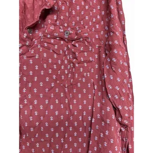 Free People Boho High Low Boyfriend Shirt Rust‎ Women's Size Large thumbnail 8