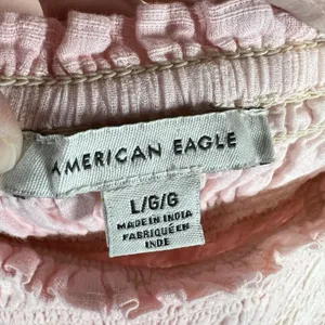 American Eagle Womens Pink‎ Tie Dye Smocked Ruffle Cotton Long Sleeve Dress L thumbnail 4