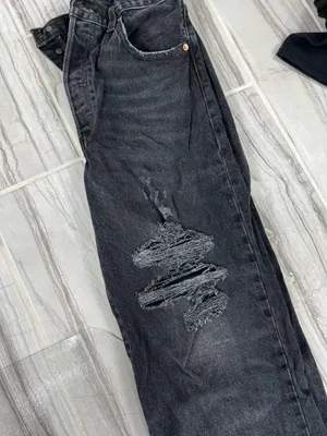 Levi Black Distressed Jeans High-Rise Straight thumbnail 4