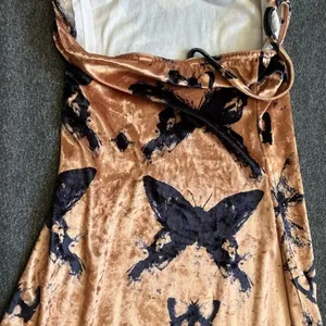 Sexy Velvet black Butterfly golden‎ Strap Dress Retro Style size XS new thumbnail 6
