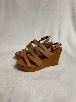 Lucky Brand Women's Marinaa Wedge Sandals tan Leather - Size 8 thumbnail 4