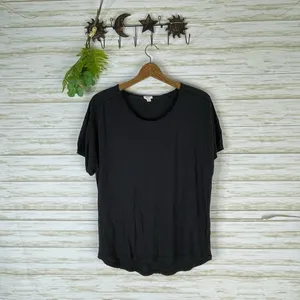 Aritzia Wilfred Dark Charcoal Slouchy Raw Hem Tee thumbnail 3
